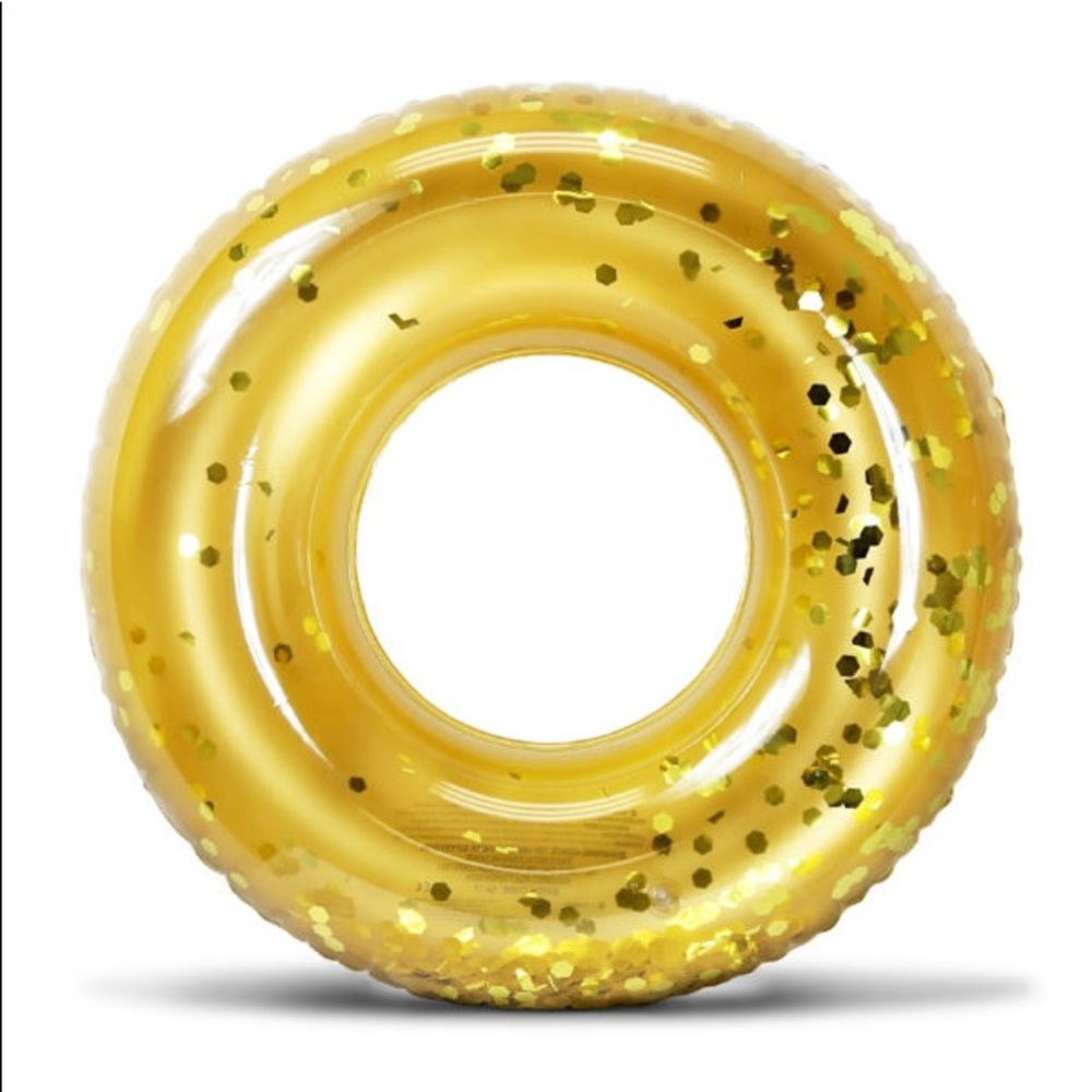 POZA Gold Inflatable Pool Float Ring Tube Confetti - Picture 4 of 5